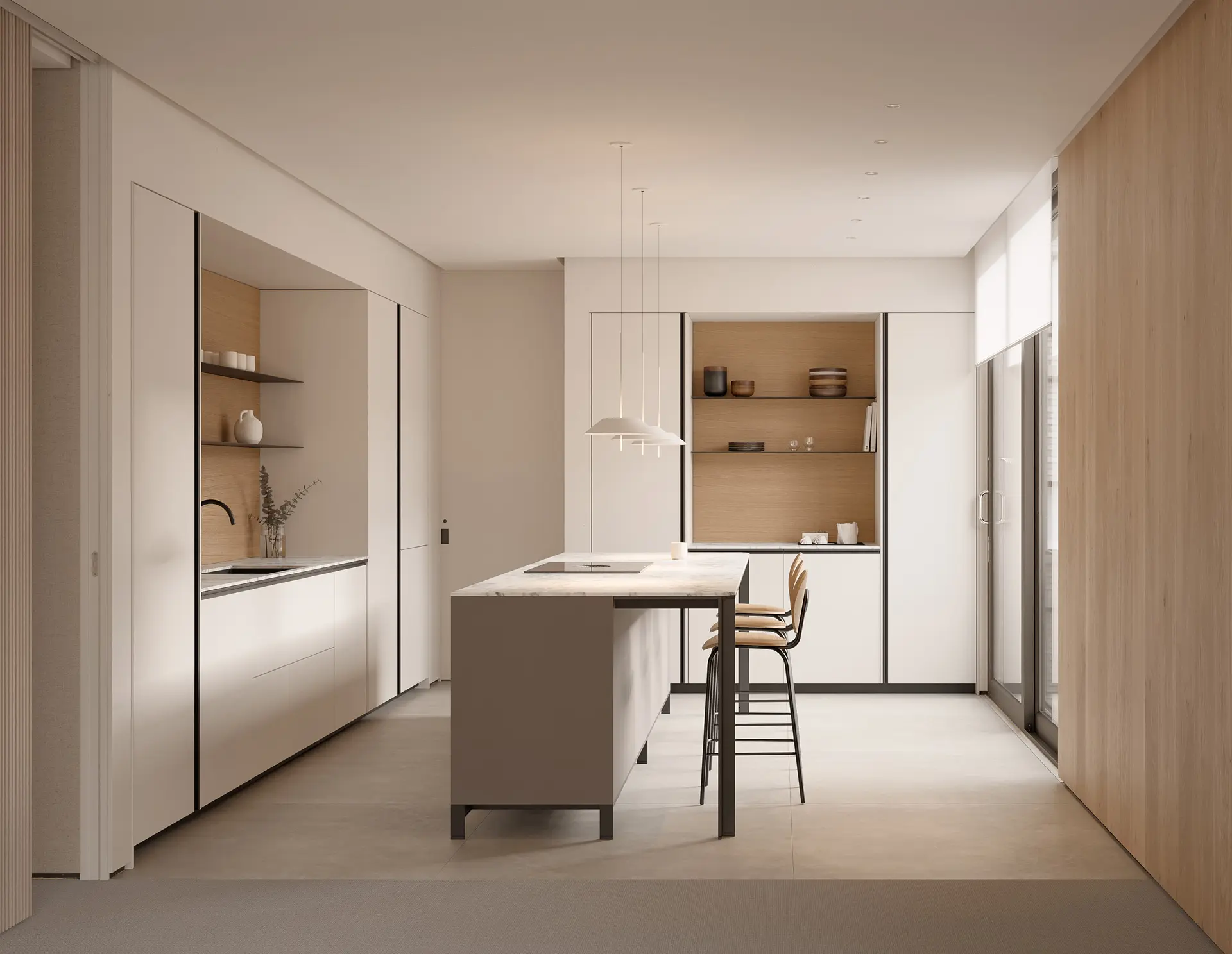 Cocina L12 Porcelana con isla